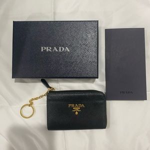 Prada Saffiano Keychain Wallet